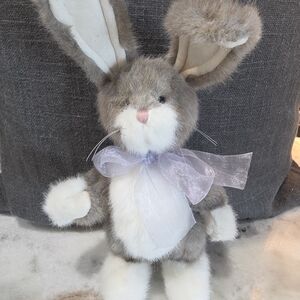 Plush Grey & White Bunny with Lavender Bow - BOYDS COLLECTION